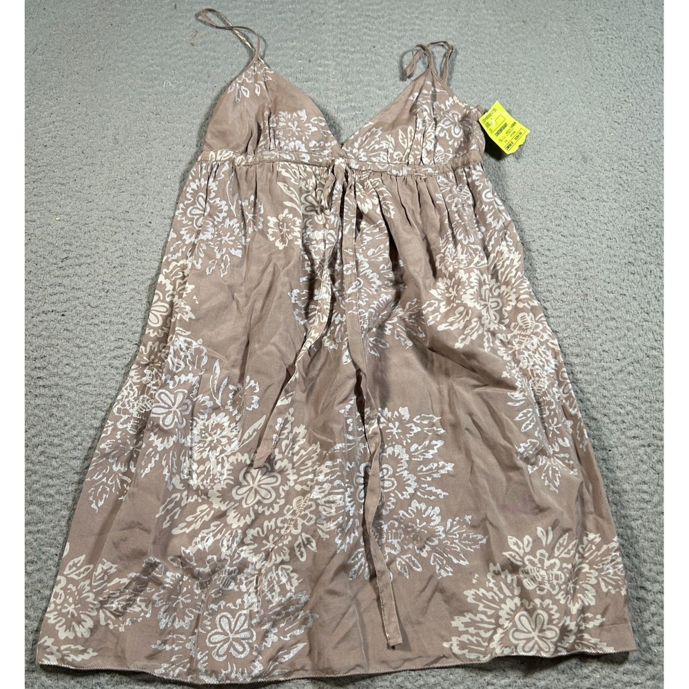 Joie California Mini Dress Women Small Brown Floral Tie Front Smocked Cami Strap